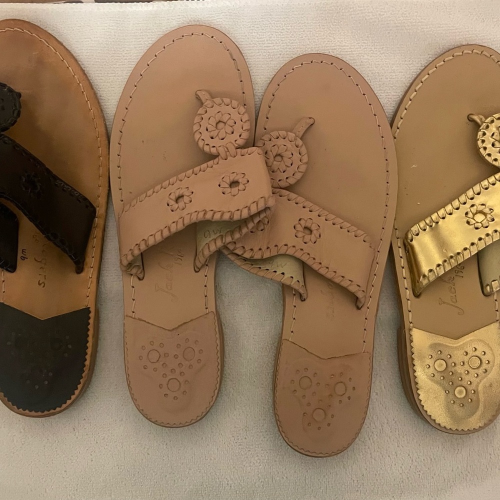 Jack Rogers Tan and Gold Sandals
